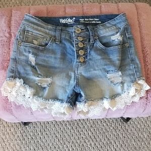 High rise jean short short